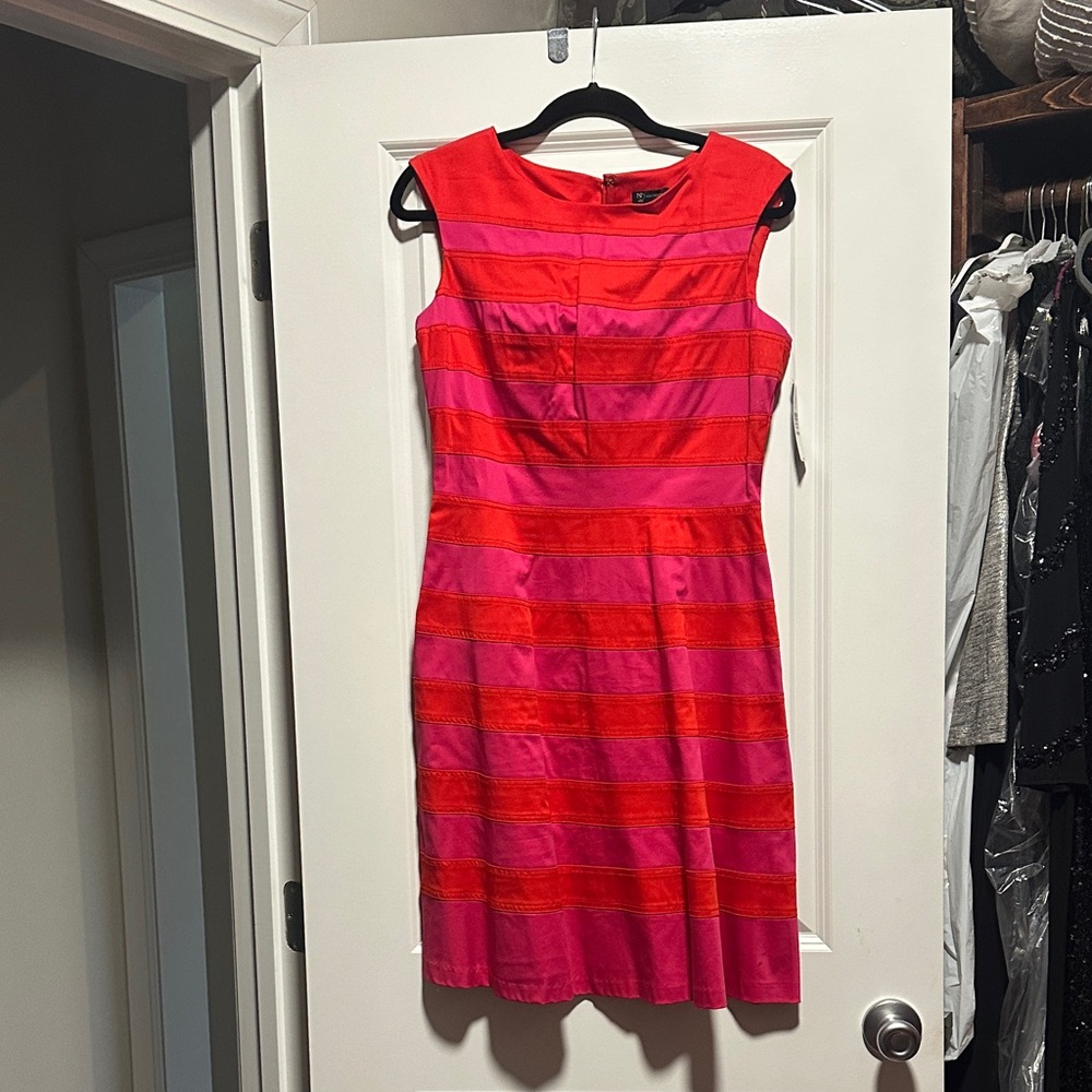 New Directions Red and Pink Sheath Mini Dress
